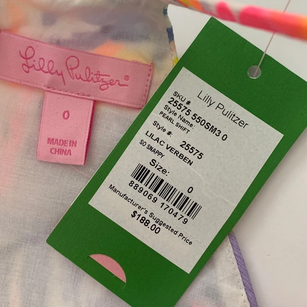 Lilly Pulitzer Pearl‎ Shift Dress Lilac Verbena So Snappy sz 0 Zipper Charm